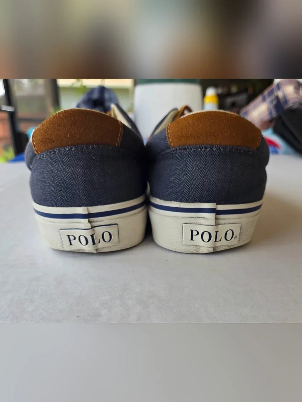 Polo Ralph Lauren Keaton Pony Men's Size 10 Sneakers Chambray Navy Blue Low Top